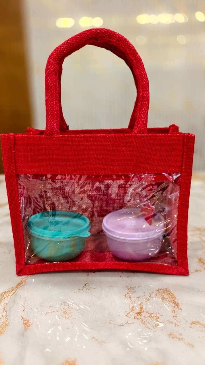 PVC WINDOW JUTE LUNCH BAG
